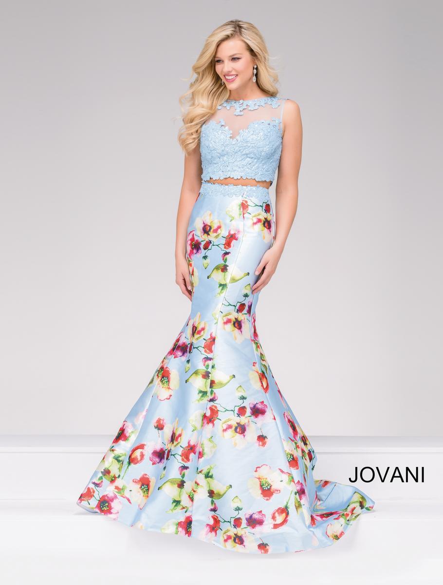 Jovani Blue Multi Floral Prom Dress 49989