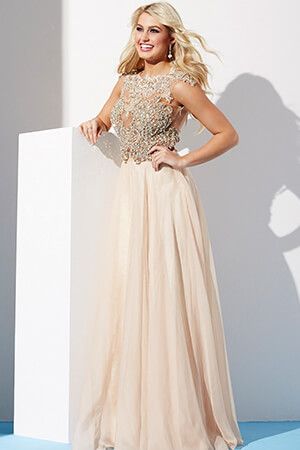 Jovani Champange Prom Gala Dress 22037