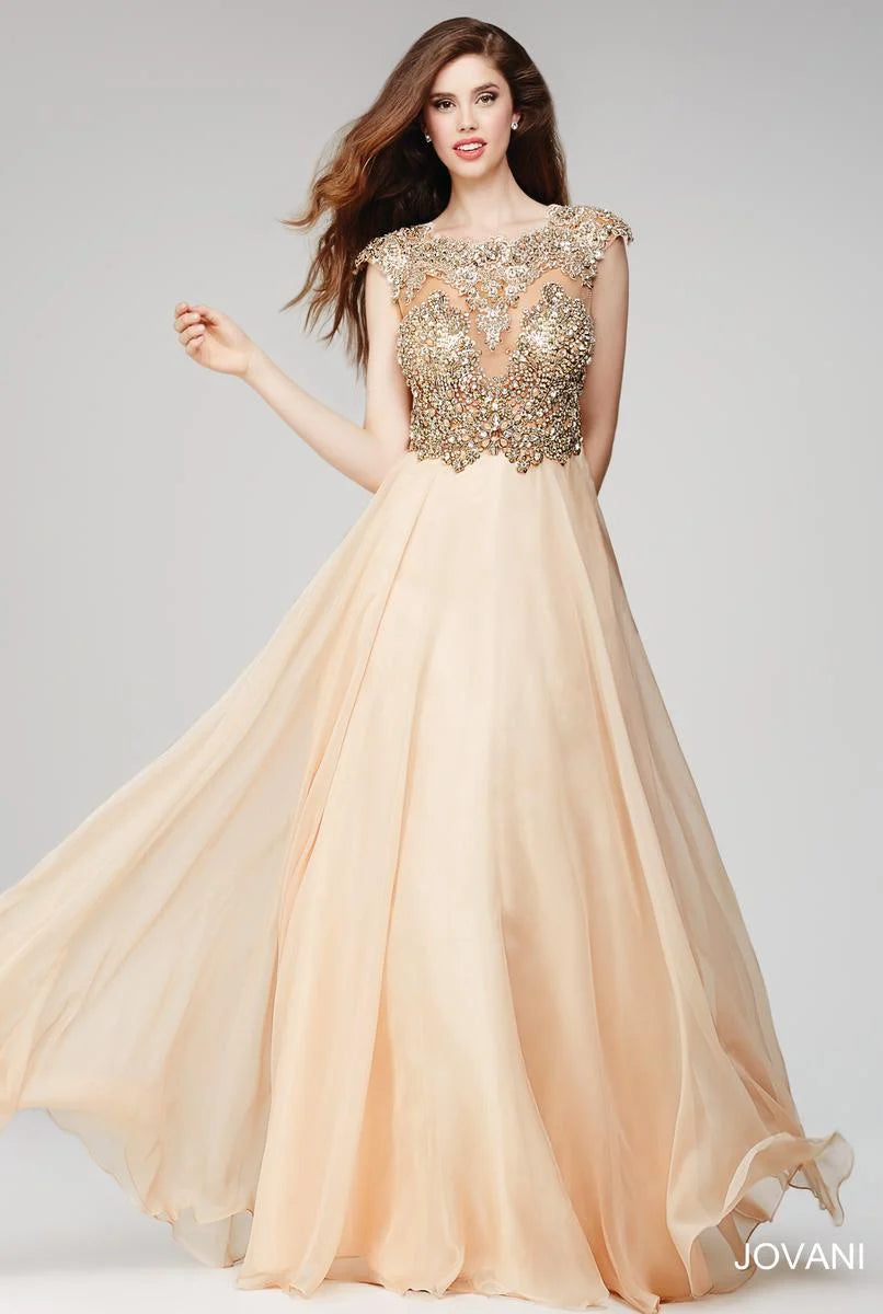 Jovani Champange Prom Gala Dress 22037