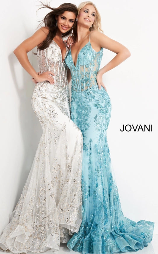 Jovani Turquoise Corset Prom Gala Dress 3675