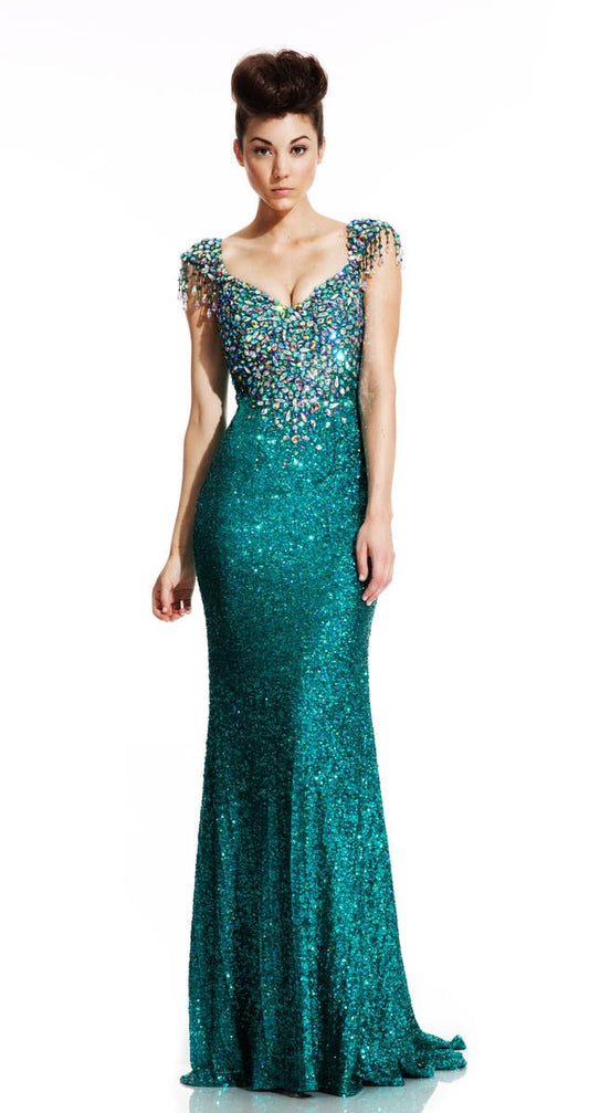 Johnathan Kayne Teal Green Prom Dress 438