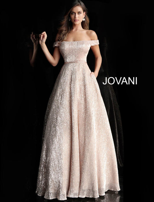 Jovani Rose Gold Pink Champagne Prom Gala Ballgown Dress 66951