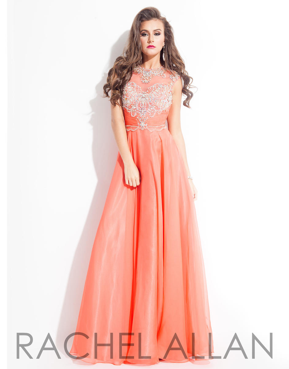 Rachel Allan Coral Prom Dress 6816