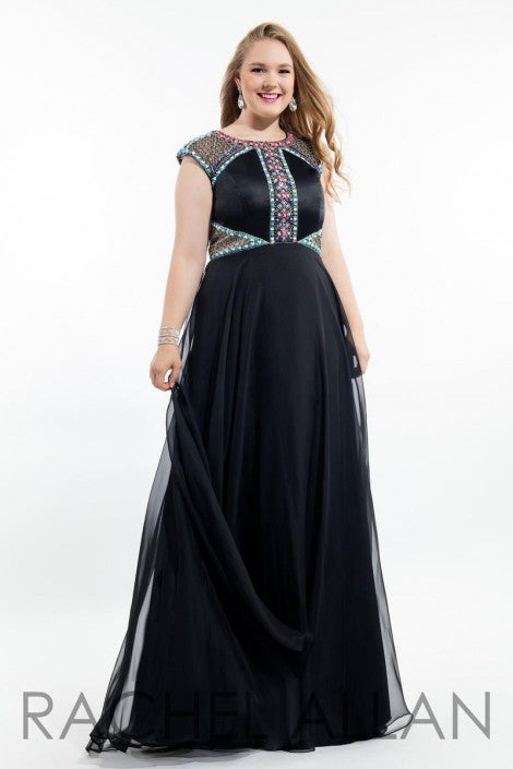 Rachel Allan Curves Black Prom Dress 7415