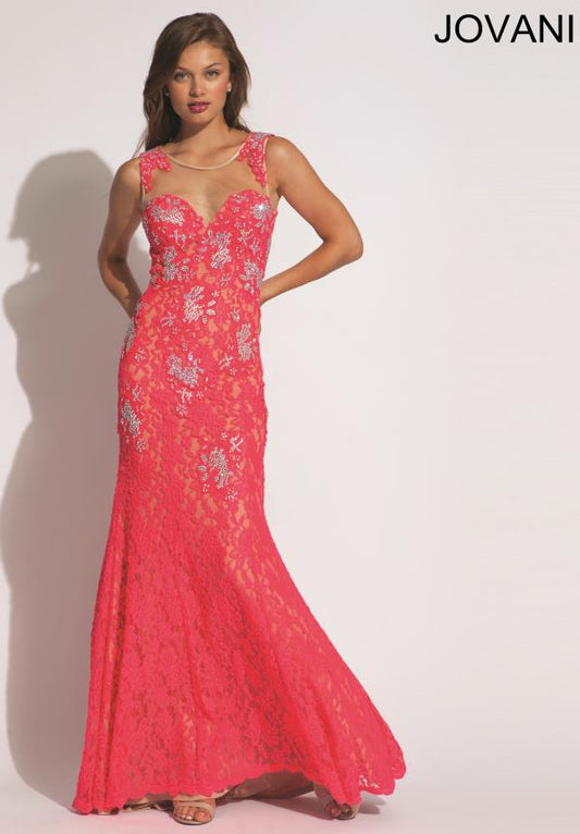 Jovani Watermelon Pink Prom Dress 89408