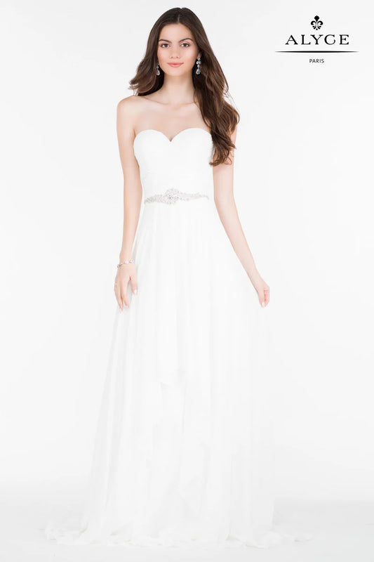 Alyce Designs Diamond White Prom Dress 6676