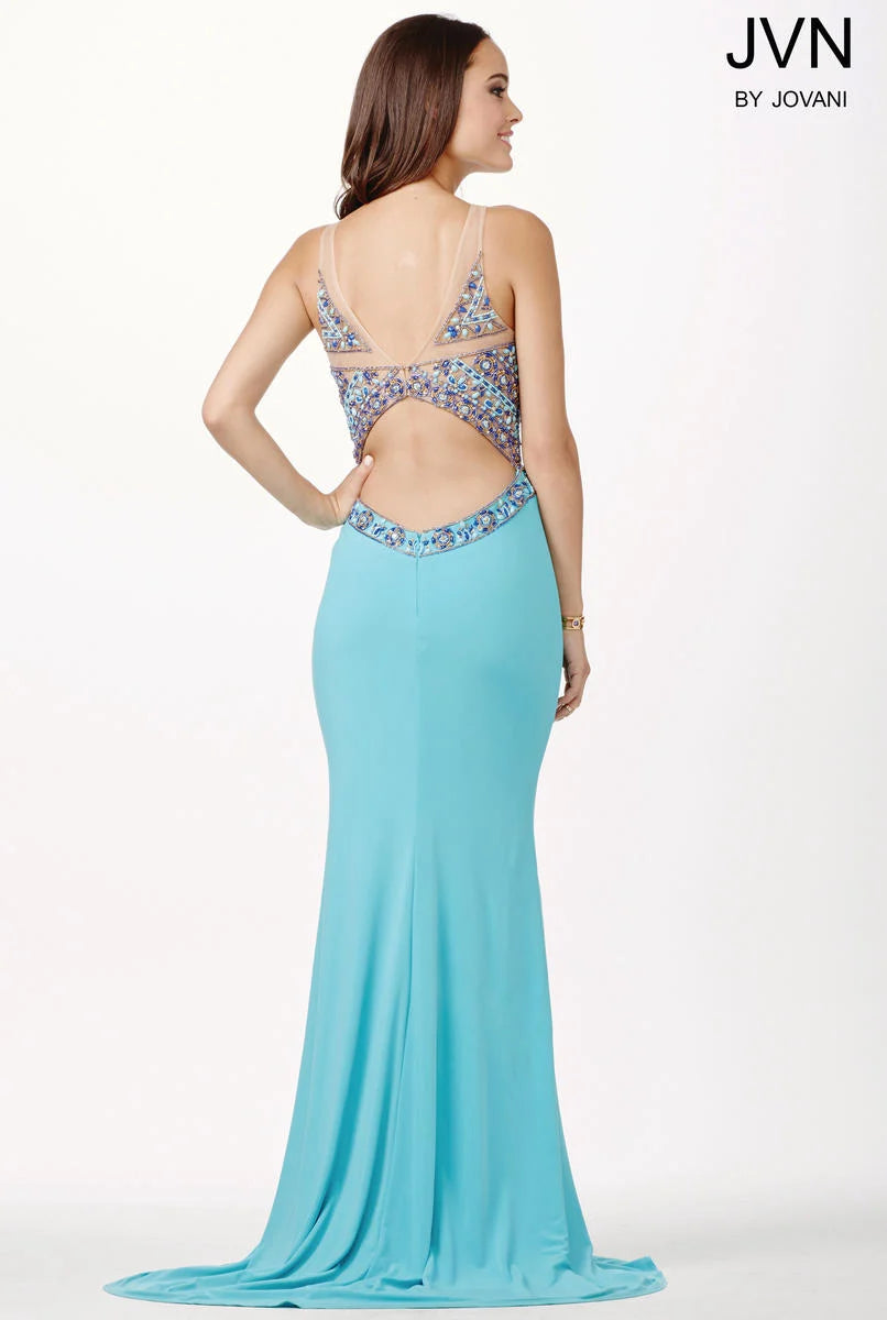 Jovani Aqua Blue/Multi Prom Gala Dress JVN33391