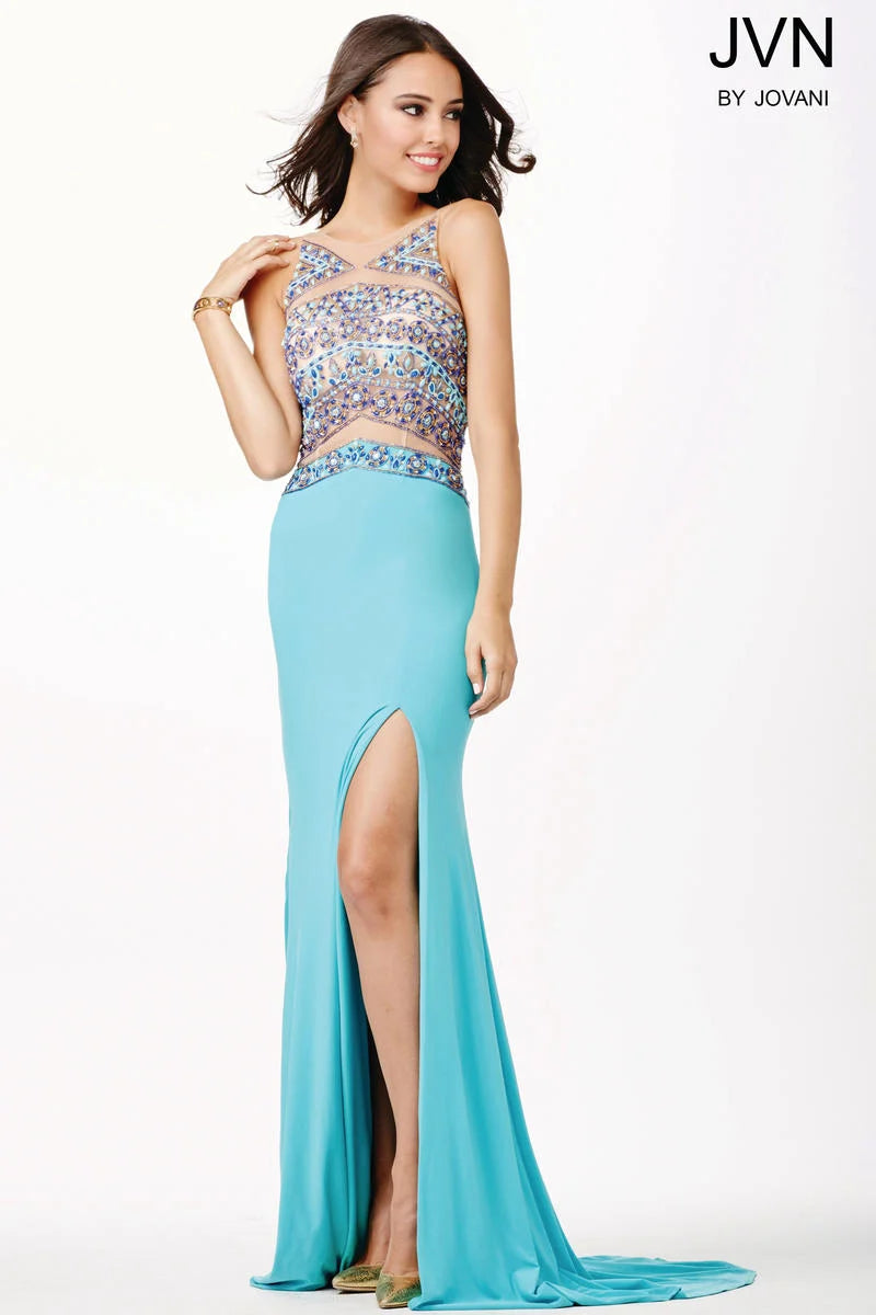 Jovani Aqua Blue/Multi Prom Gala Dress JVN33391