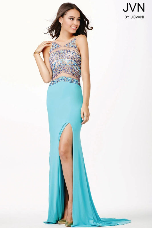 Jovani Aqua Blue/Multi Prom Gala Dress JVN33391