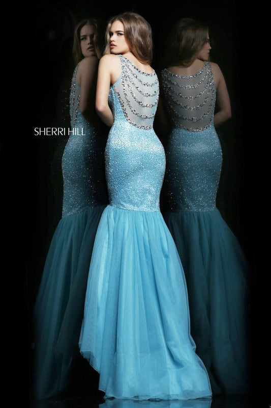 Sherri Hill Aqua Mermiad PROM Dress 11090